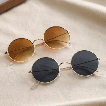 2 Pairs Per Set Small Round Sunglasses Women Cute Skinny Metal Eyewear Retro Vintage Narrow Cateye Sunglasses Set 1