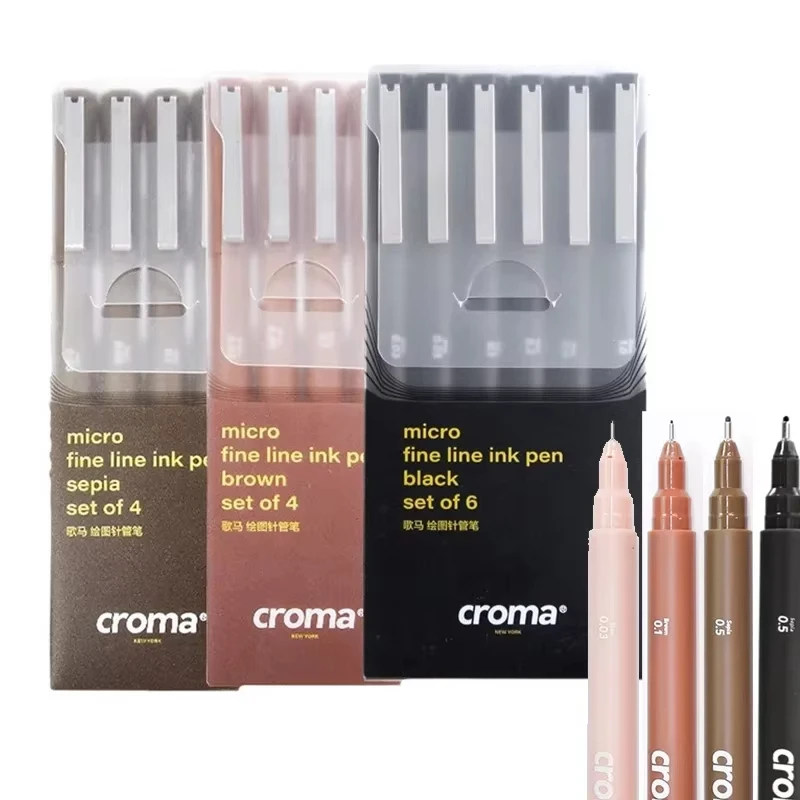 Ручки для художественной каллиграфии Croma Micro Fineliner для принадлежностей для рисования художника, водонепроницаемые черныекоричневыекожаные чернила для рисования, технические (art.: 3920cbb985d99) - 3920cbb985d99