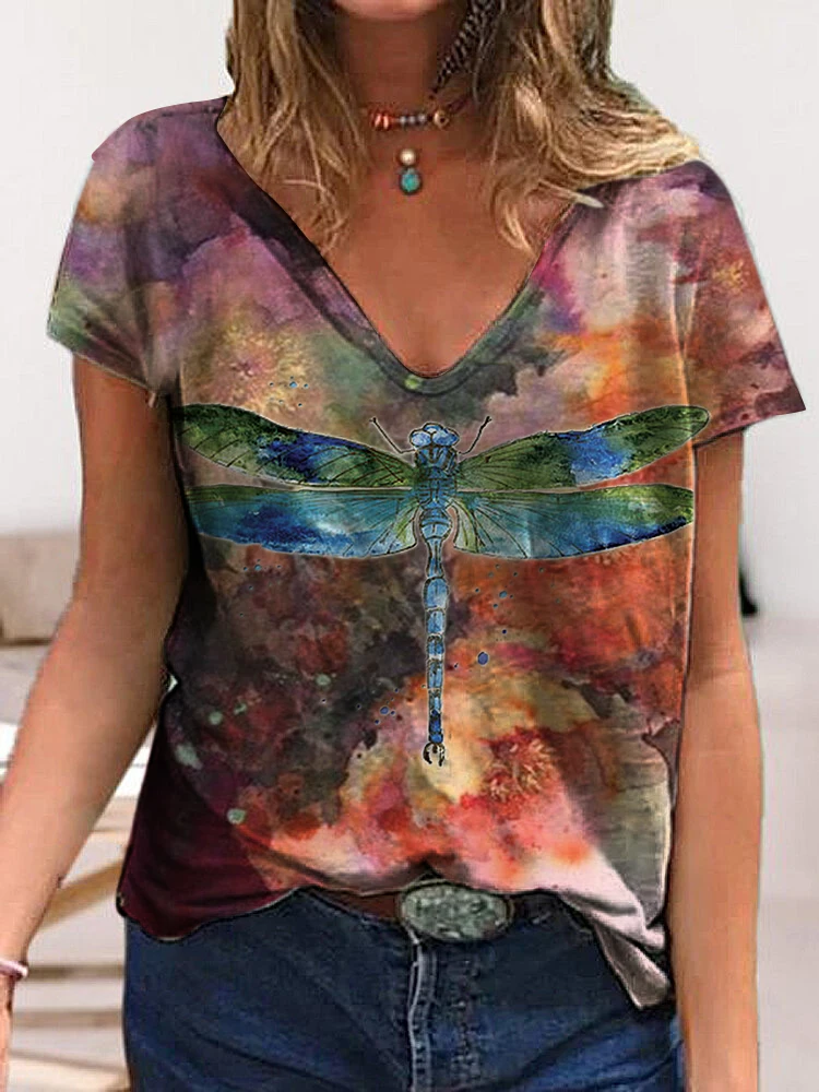 

Женская футболка с коротким рукавом и V-образным вырезом, в стиле Харадзюку