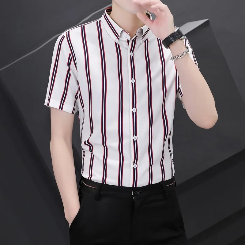 

High Quality T-shirt Men's Classic Striped Polo Shirt Cotton Short Sleeve Shirt 2023 Summer Plus Plus Size M-4XL