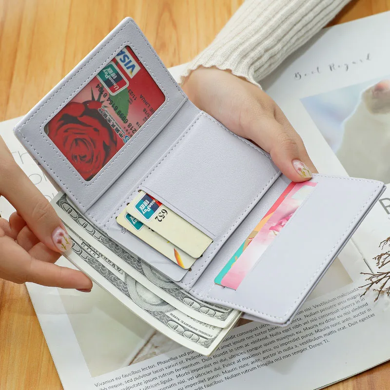 New Cute Bear Wallets for Women Small Girl Credit Card Holder for PU Leather Coin Purse Female Wallet Short