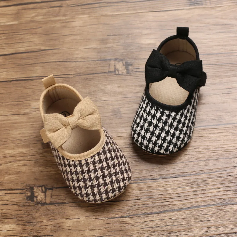 

Spring Autumn Baby Girls Shoes Cute Bow Plaid Princess Shoes Kids Gilrs Breathable Dancing Party Shoes First Walkers 6 12 18M