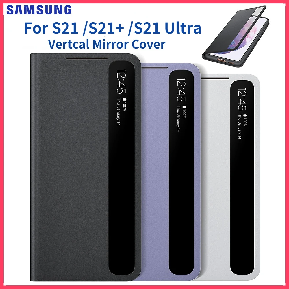 Tanie Oryginalna Obudowa Lustrzana Samsung Przezroczysty Widok Etui Na Telefon Do SAMSUNG Galaxy S21 S21 + S21 Ultra S-view Odwróć Inteligentne Etui