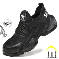 fashion safety shoes mens steel toe cap insulation boots puncture proof indestructible boots casual working footwear sneakers
