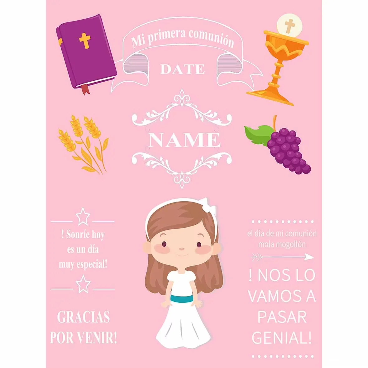 Мальчики Девочки Тема Первого Святого Причастия Индивидуальный Праздничный Фон