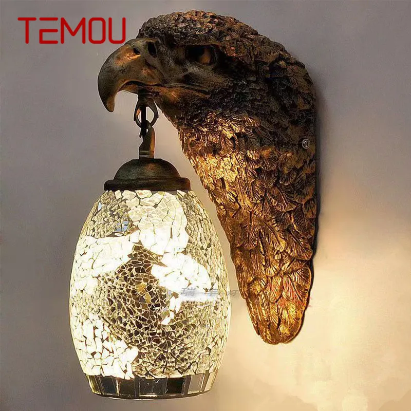 

TEMOU Contemporary Eagle Wall Lamp Personalized And Creative Living Room Bedroom Hallway Bar Decoration Light