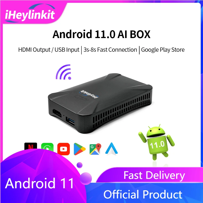 

iHeylinkit Wireless CarPlay Android Auto Car Box Built in GPS YouTube Netflix Mirrorlink for Skoda Ford Volvo Toyota Audi Nissan