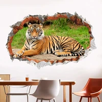new creative 3d three dimensional wall africa through the wall grass tiger living room bedroom wall stickers decorative painting