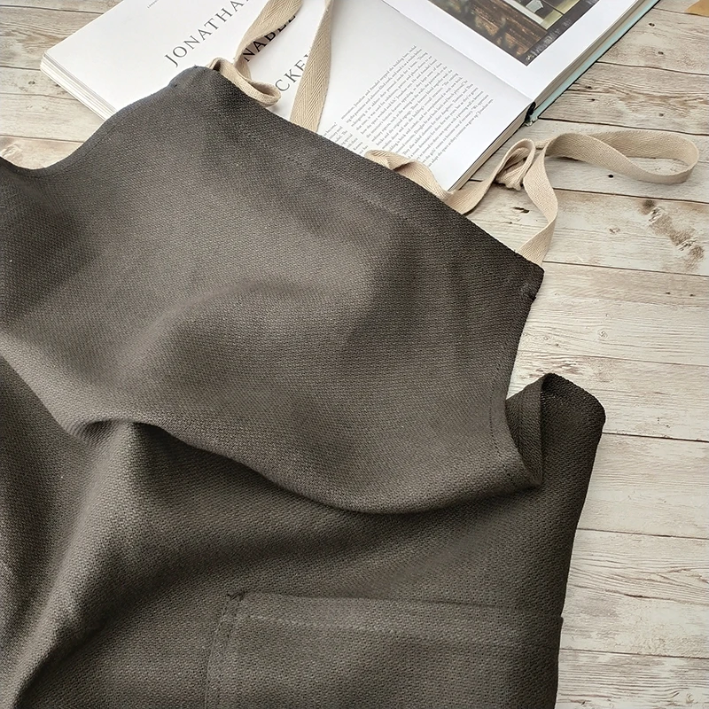 

Льняной кухонный фартук для готовки выпечки профессиональный шеф-повар для мужчин и женщин Льняной Фартук нагрудник для серверов бариста Регулируемый с Poc