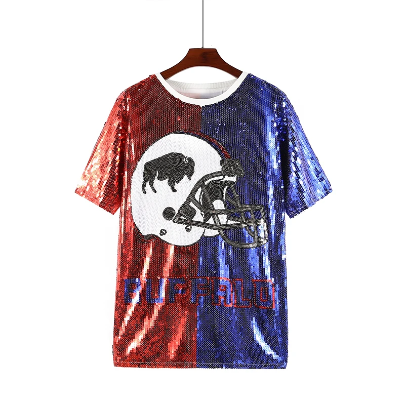 

Сине-Красное трикотажное платье с блестками