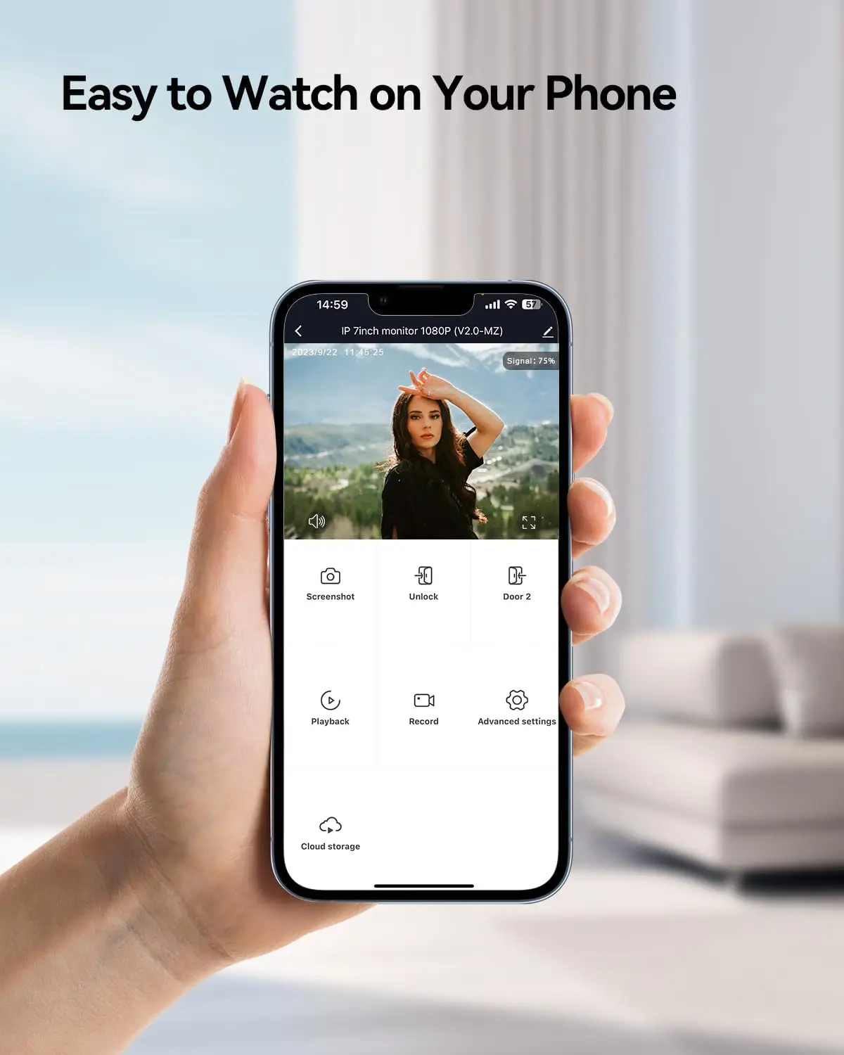Фото TMEZON 1080P Одиночный семейный Wi-Fi видеодверной звонок, 7-дюймовый монитор с сенсорным экраном и наружным видеодомофоном, проводная камера ночного видения, AP №2