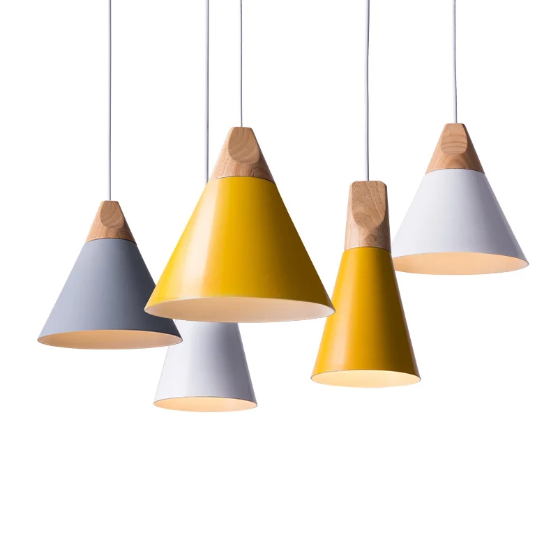 Pendant Lights Modern Wood Lamp Nordic light For Cafe Restaurant Bedroom Hanglamp Kitchen Colorful Suspension Luminaire |
