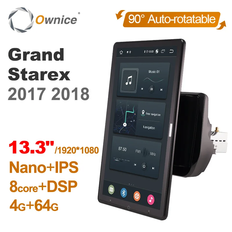 

13.3 Inch 1920*1080 Ownice 1 Din Android 10.0 Car Radio for Hyundai H1 Grand Starex 2017 2018 GPS Audio Player Auto Rotatable