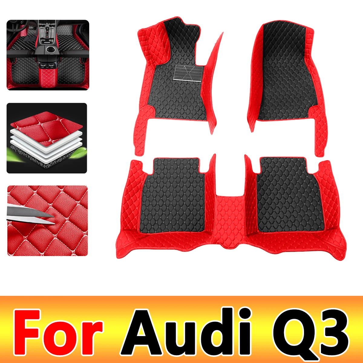 

Car Mats For Audi Q3 F3 MK2 2019~2022 Durable Anti Dirt Rug Auto Floor Mat Luxury Leather Carpet Set Car Interior Accessories