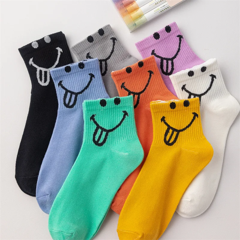 

Новые корейские Веселые разноцветные милые Мультяшные смайлики, забавные носки для девочек, милые дышащие хлопковые унисекс низкие носки