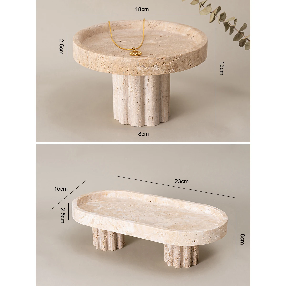 Бежевый травертин брикет с ножками Винтажные Ювелирные изделия из натурального