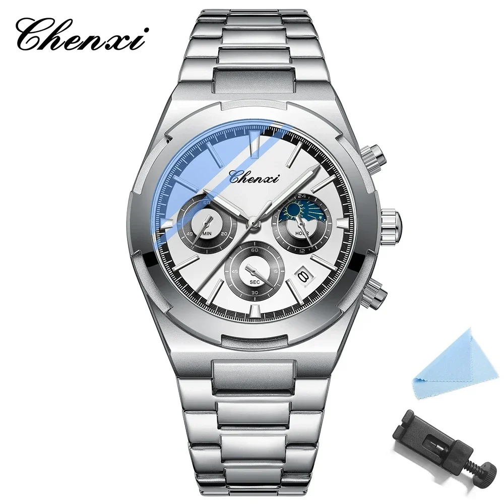 Мужские часы CHENXI Relogio Masculino новинка 2024 мужские из нержавеющей стали повседневные