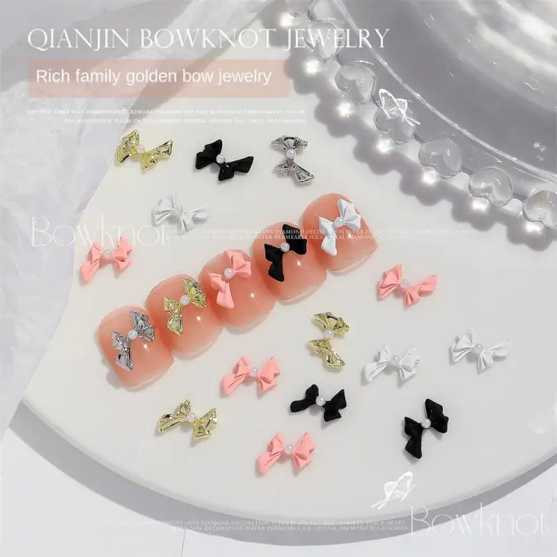 

10PCS Cute 3D Nail Art DIY Nail Charm Parts Black/Colorful Jelly Transparent Ribbon Bows Bowknot Supplies Nail Decorations