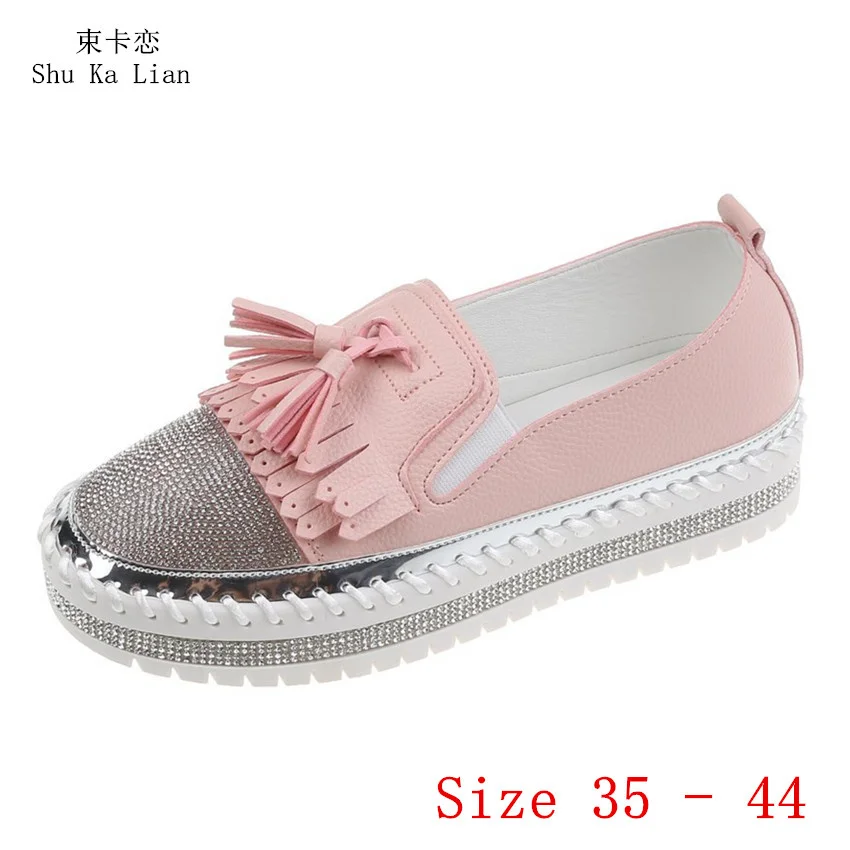 

Туфли женские без шнуровки, лоферы, плоская подошва, мягкая удобная обувь, размера плюс 35 - 44