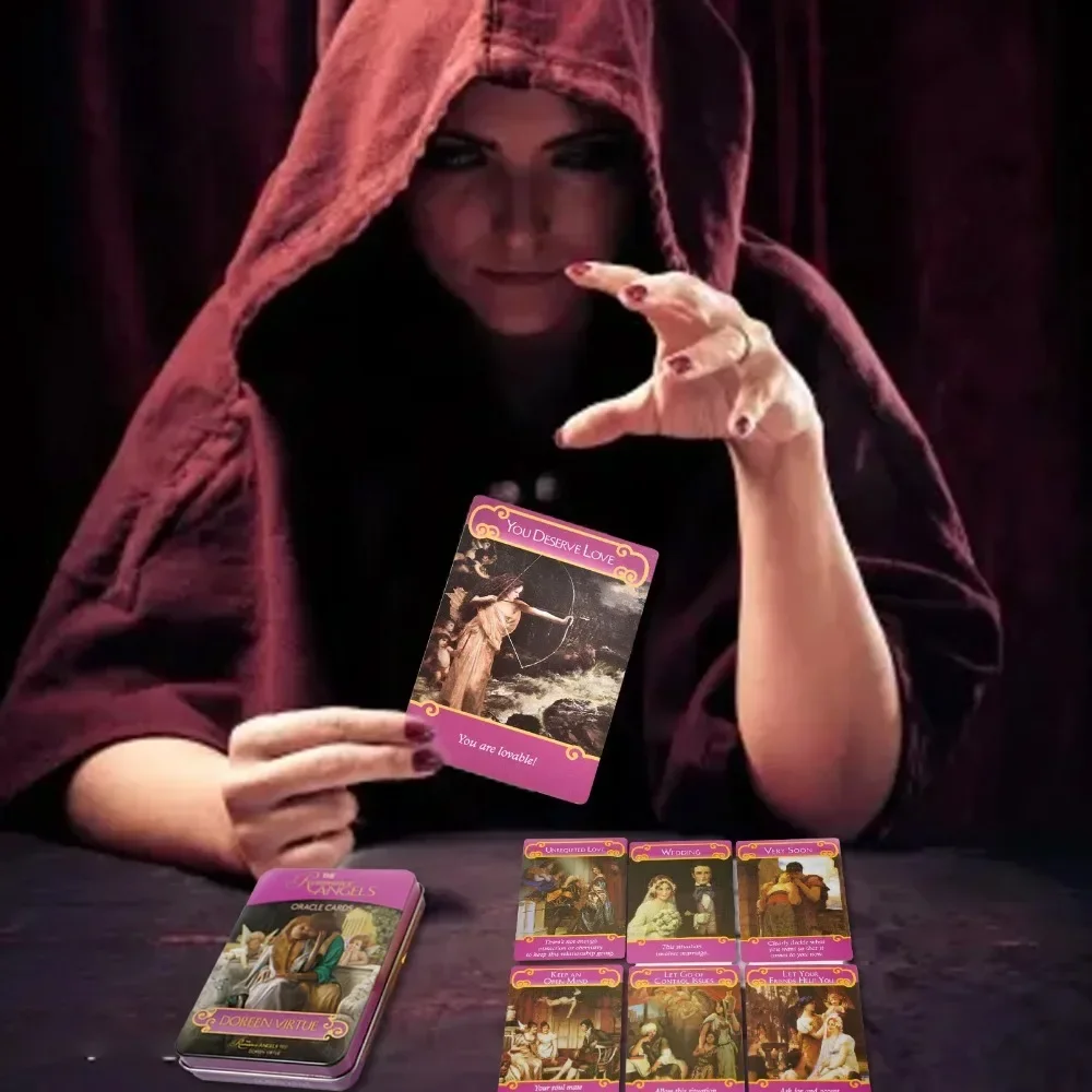 Романтическая игра для чтения карт Таро с ангелами в металлической коробке