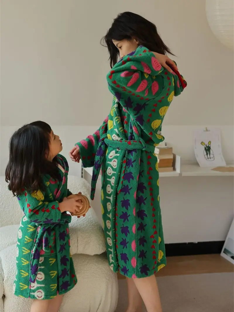 

Kimono Kids Ear Sleepwear Blanket Vegetable Coat Soft Bathrobe Towel Long Bath Patter Towels Robe Cotton Sleeve Cute Hoodies