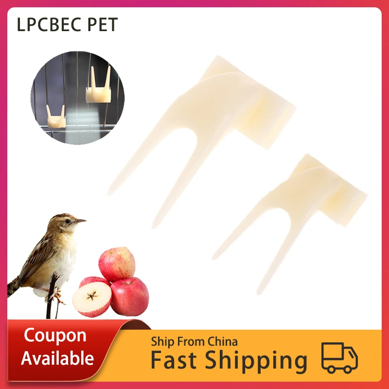 2Pcs Birds Parrots Fruit Fork Pet Supplies Plastic Food Holder Feeding on Cage 2size Parakeet Accessories |