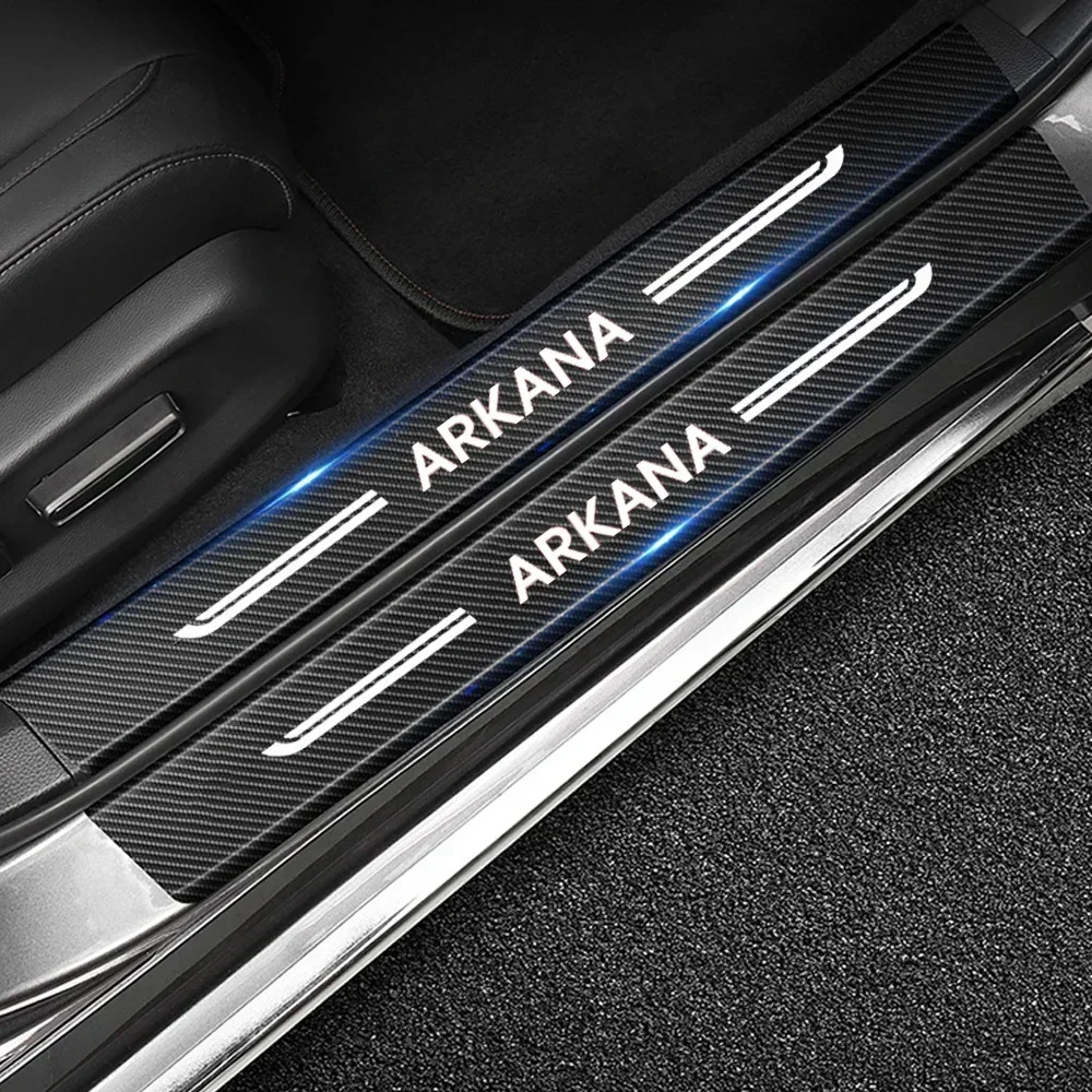 Фото Наклейки-защита на пороги автомобиля Renault Arkana с логотипом, карбоновые накладки на пороги багажника, защитные полосы от царапин на бампер №1