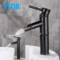 fldjl basin faucet antique brass bamboo shape faucet antique bronze copper sink faucet single handle hot and cold water tap