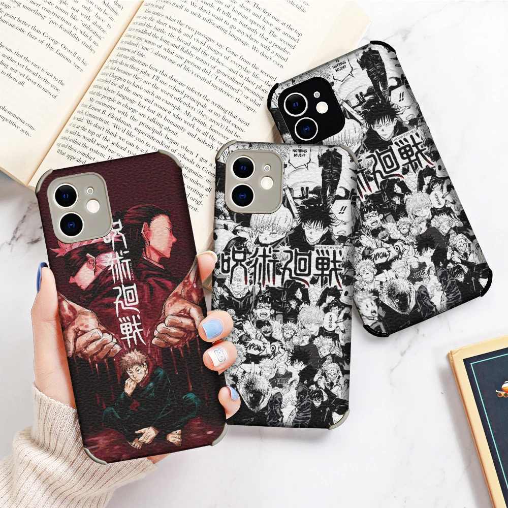 

Jujutsu Kaisen Gojou Satoru Luxury Phone Case For Iphone 11 12 13 Pro Max Cover Fashion Luxury Lambskin Coque 11 pro max Covers