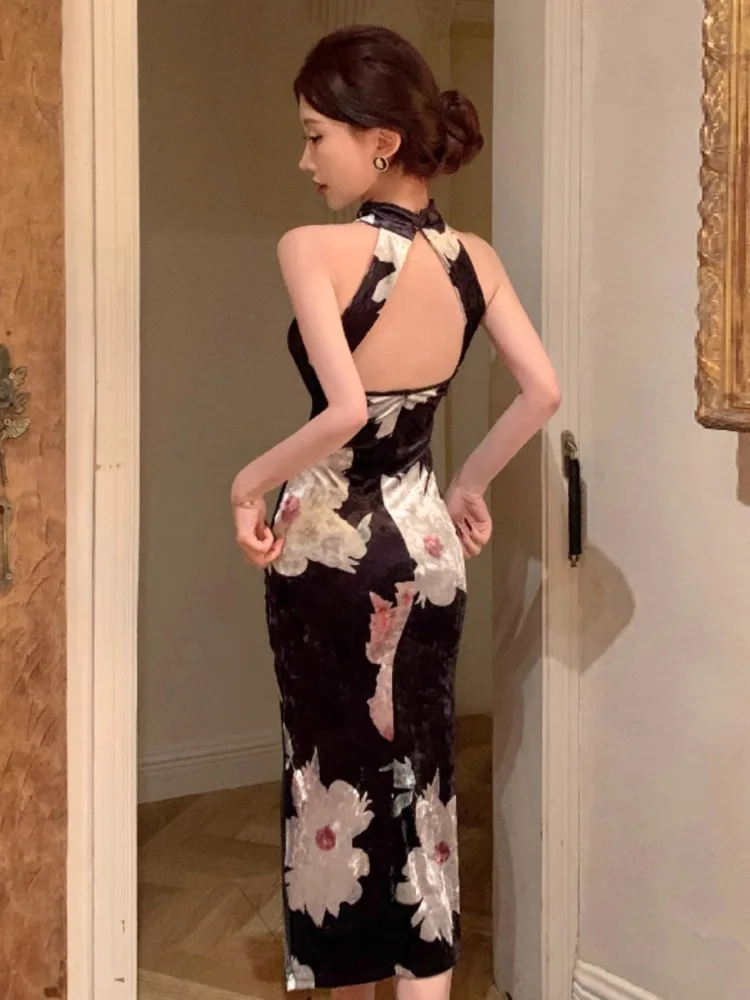 Ezgaga платья женские сексуальные элегантные цветочные без рукавов с