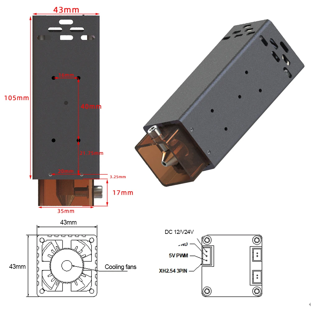 Рисунок 3 - Лазерный модуль 40 вт с воздушным помощником