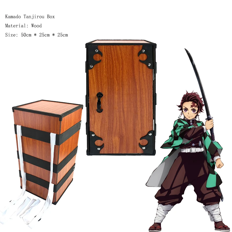 Anime Cosplay Demon Slayer Kamado Tanjirou Wooden Back Box Cosplay Props Anime Accessories Kamado Nezuko Cos  Large Wooden Box