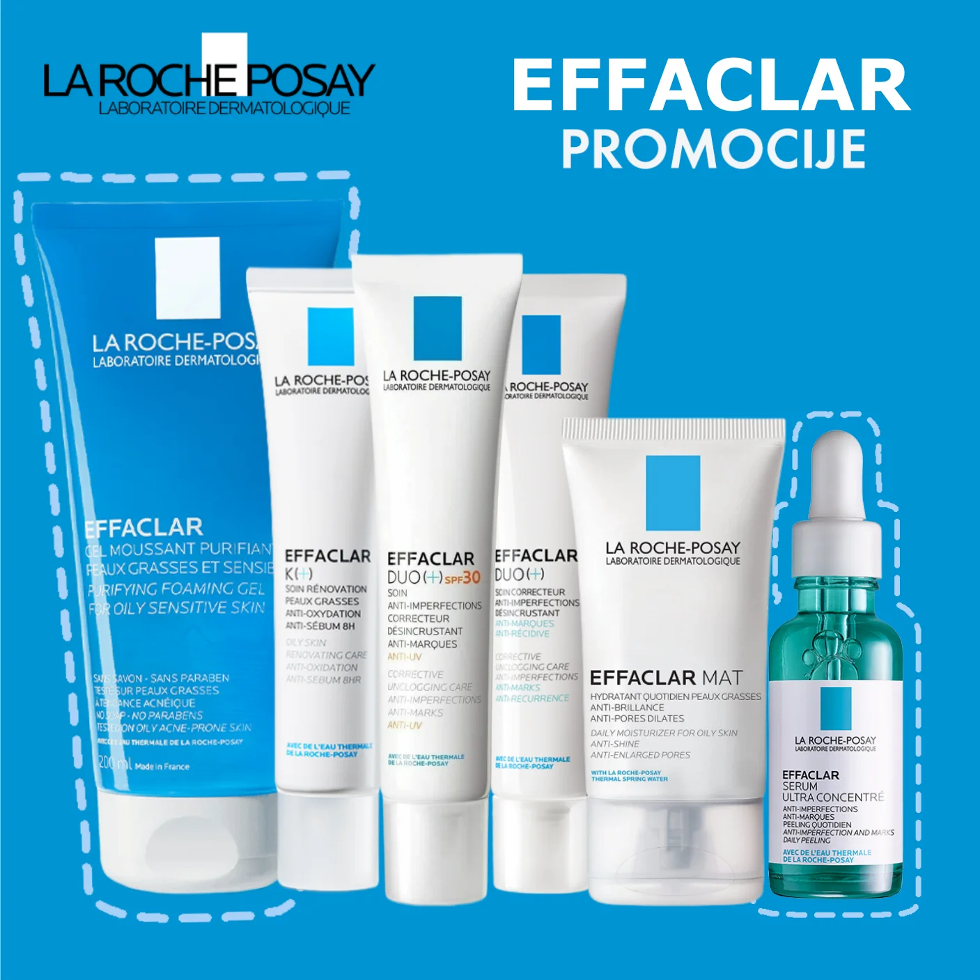 

La Roche Posay EFFACLAR Anti-imperfection Facial Care Cleaning Correct Acne Pimples Marks Skin Regenerating Treatment