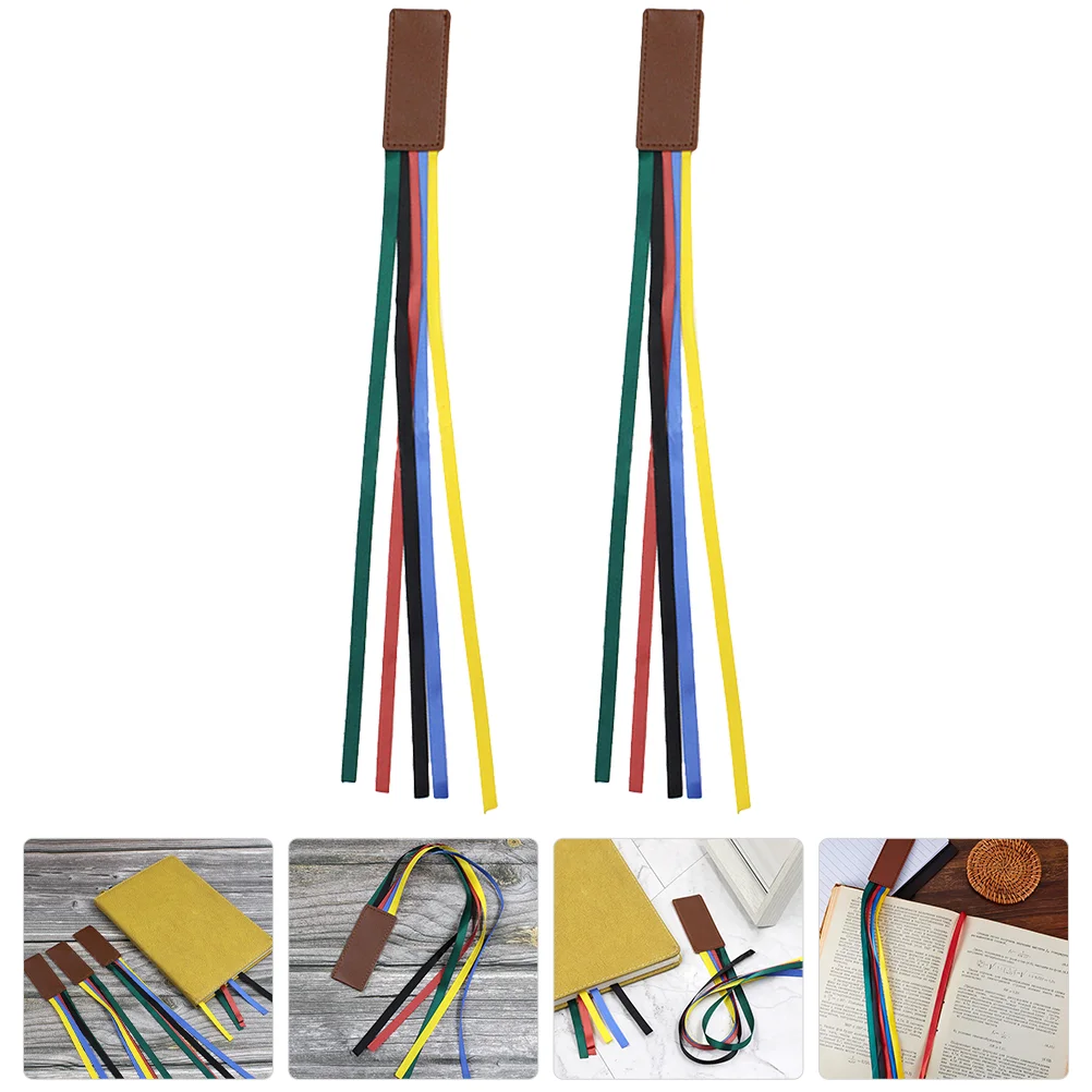 

2 Pcs Bible Bookmark Web PU Ribbons Bookmarks Delicate Marker Markers Page Divide Tags Student