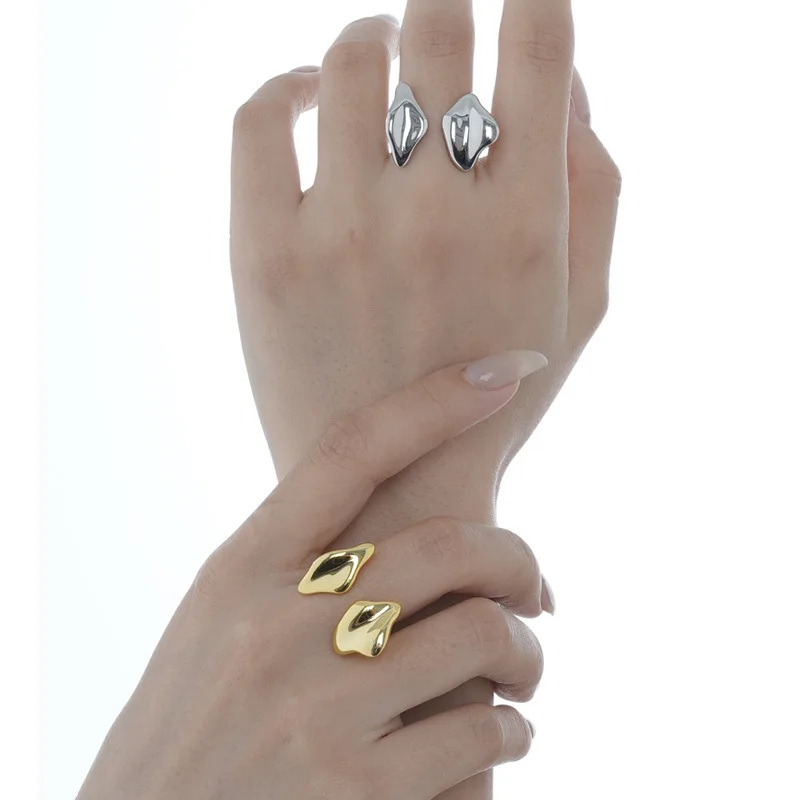 

Uglyless огромные открытые большие кольца для женщин модное зеркало серебряные кольца реальные 925 Серебряные Ins стильные ювелирные изделия зол...