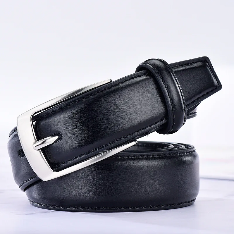 Classic Leather Belt for Men Luxury Business Male Cowhide Leather Belts 3.0 CM Brown and Black Casual Pin Buckle Belt for Men