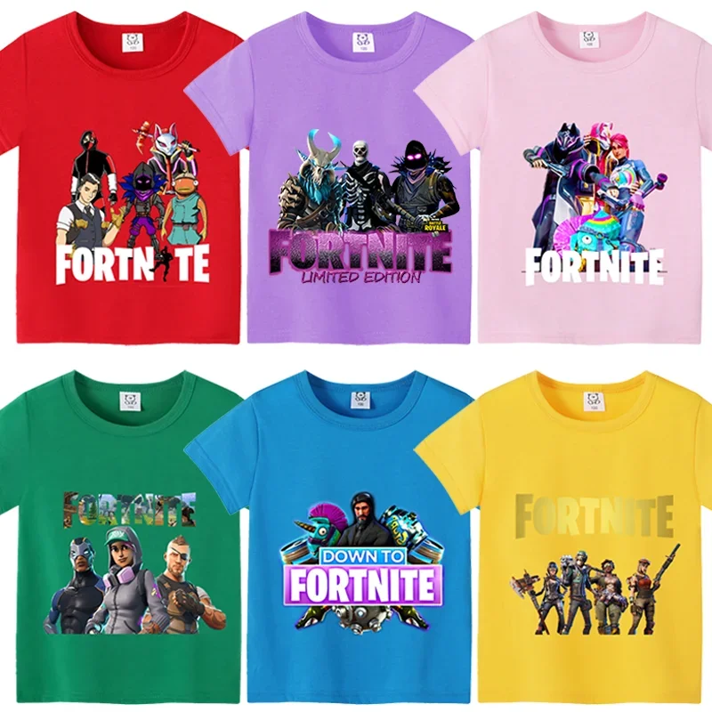 Фото Футболка Fortnite Fortress Night для девочек и мальчиков, летняя одежда, детские футболки с принтом, детские топы с короткими рукавами, футболки с аниме-принтом для малышей, подарок №1