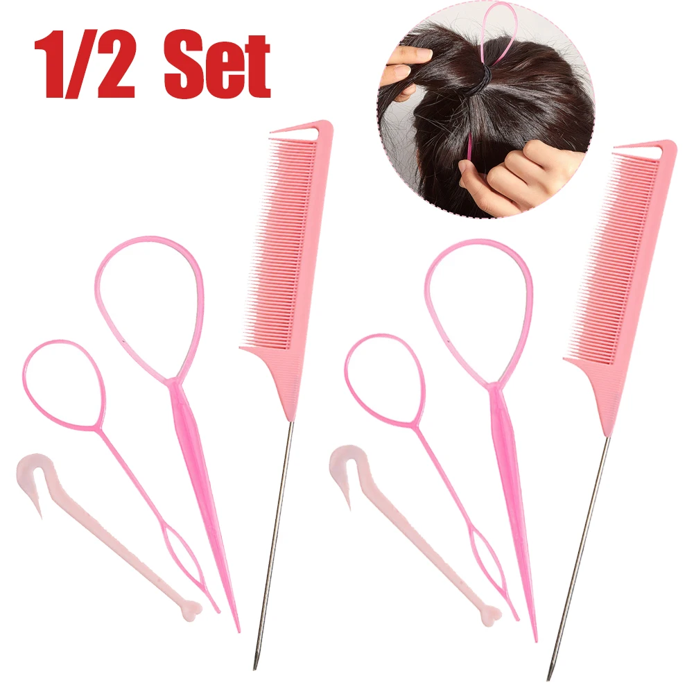 8/4pcs/set Practical Female Hair Styling Tool Durable Ladies Hair Styling Easily Tool French Braid Tool Loop Elastic Hair Bands