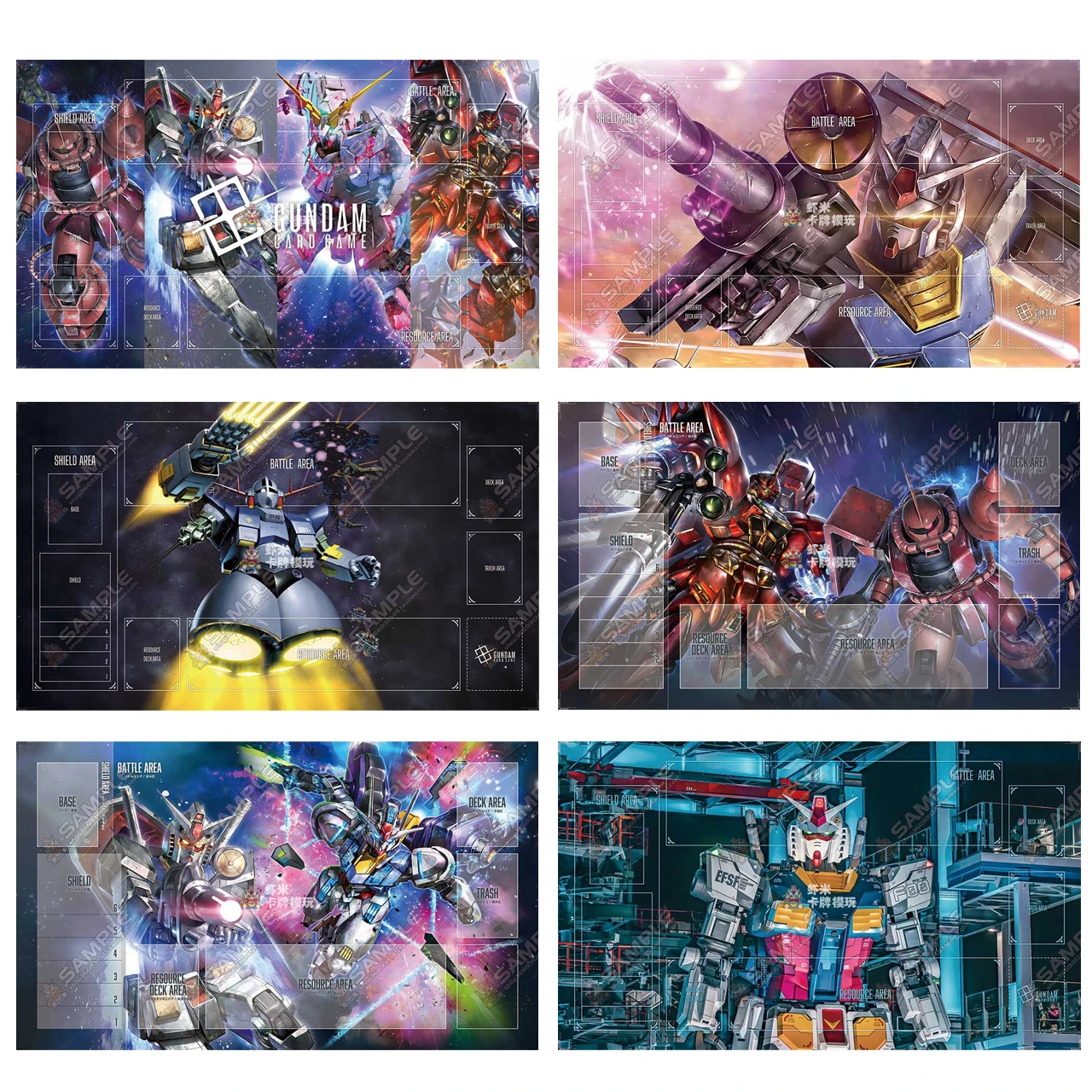 Фото 600x350 мм Подходит для игрового коврика для карточных игр Gundam WCS25-26 Char's Zaku/Sazabi/Zeong, толщина 2 мм, с прошитым краем, резиновый коврик для настольных игр. №1