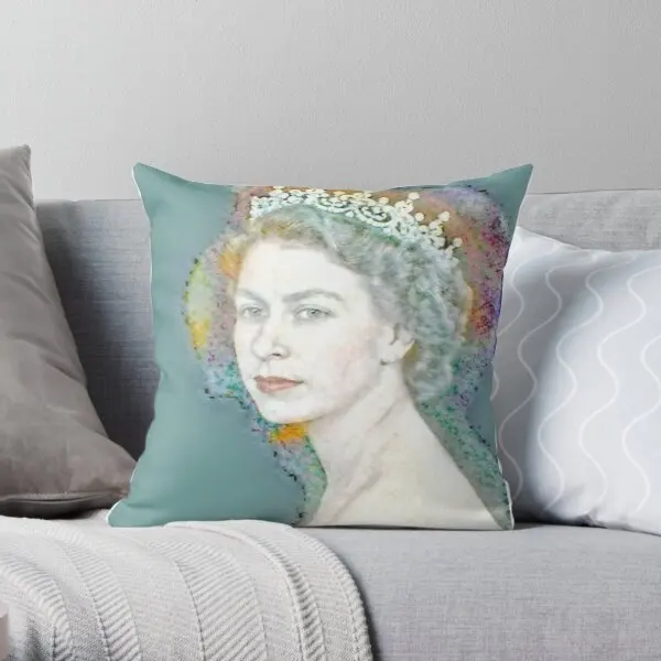 

Elizabeth Ii The Queen Portrait 2 Printing Throw Pillow Cover Decorative Throw Sofa Waist Anime Comfort Pillows not include