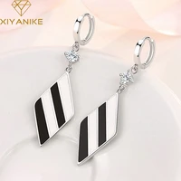 xiyanike vintage rhombus zircon long drop dangle hoop earrings for women girl korean fashion ear jewelry gift party %d1%81%d0%b5%d1%80%d1%8c%d0%b3%d0%b8 2022