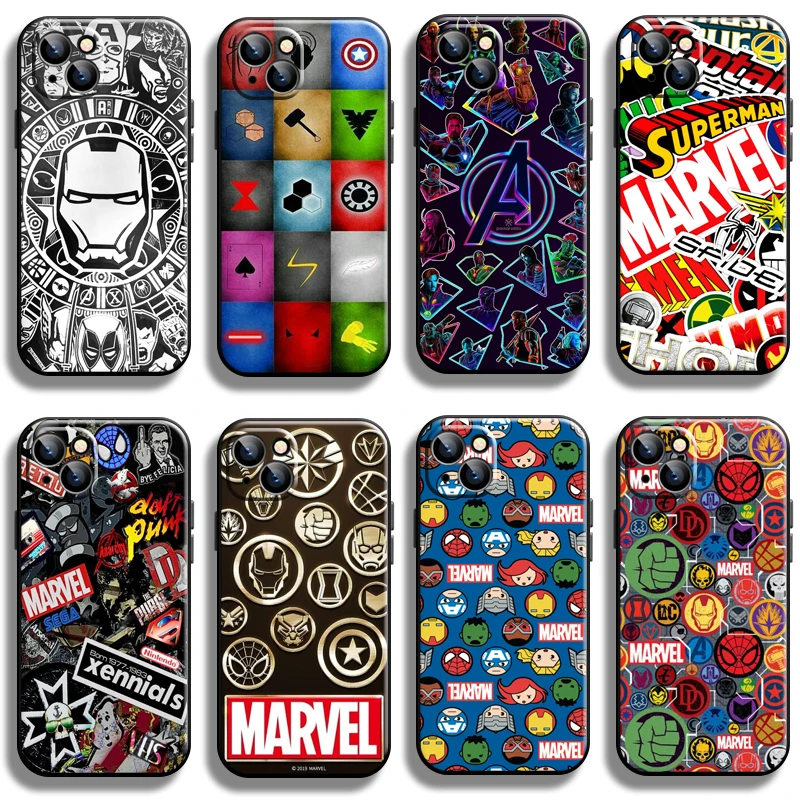 

Marvel Avengers Logo For Apple iPhone 13 12 11 Pro 13 12 Mini X XR XS Max 5 6 6S 7 8 Plus SE2020 Phone Case Back Liquid Silicon