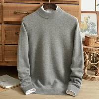 middle aged double strand thickened warm mens 100 pure cashmere sweater half turtleneck knitted solid color sweater winter
