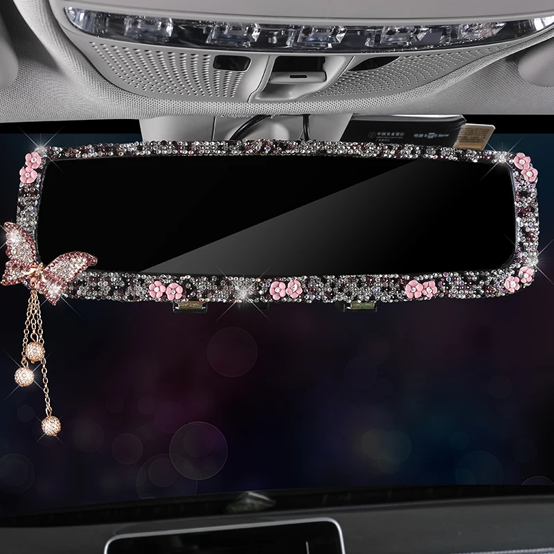 

Luxury Shiny Car Rearview Mirror Cover Auto Rhinestone Case Rear Mirrors Car Rear Decoration Car Bling Accessories for Woman