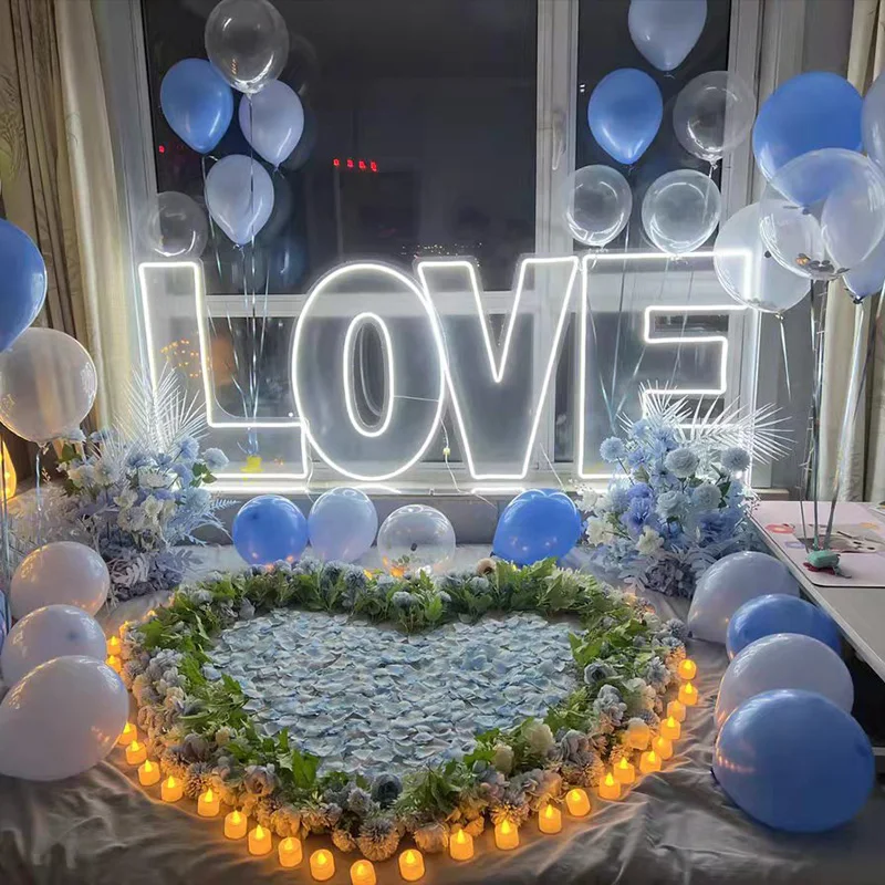 

Romantic Wedding Backdrop Decoration LOVE LED Luminous English Alphabet Lamp Stand For Chirstmas Birthday Party Supplies