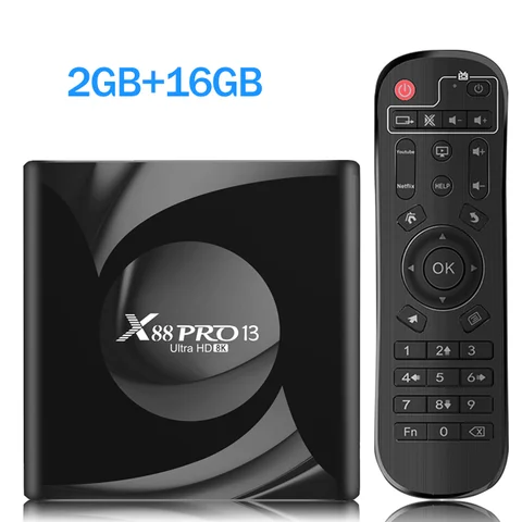 Телеприставка Smart TV X88 Pro Android 13.0 TV Box от SkyBeats 4K 8K Ultra HD Wi-Fi6 BT5.0 с поддержкой дистанционного управления для Netflo