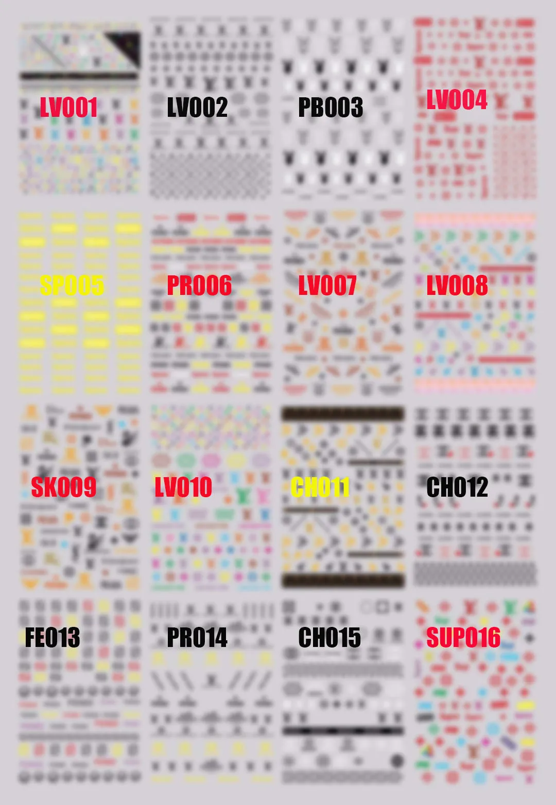 

16Pcs Mixed Colorful Brand Stickers for Nails Fashion Logo 3D Nail Sticker Art Design Sliders Manicure Decoraciones Accessories