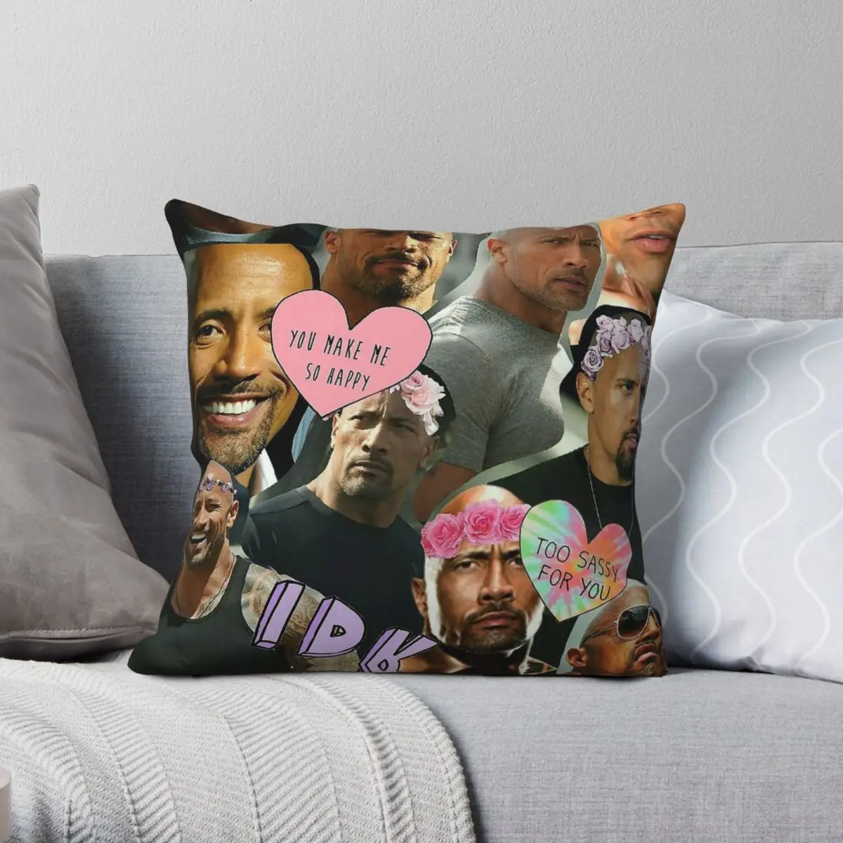 Квадратная наволочка The Rock Dwayne Johnson Полиэстеровая льняная бархатная с принтом на