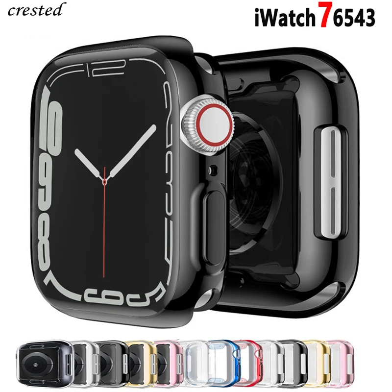 

Cover for Apple Watch Case 45mm/41mm 44mm/40mm 42mm/38mm TPU bumper Accessories Screen Protector iWatch Series 6 5 4 3 SE 7 Case