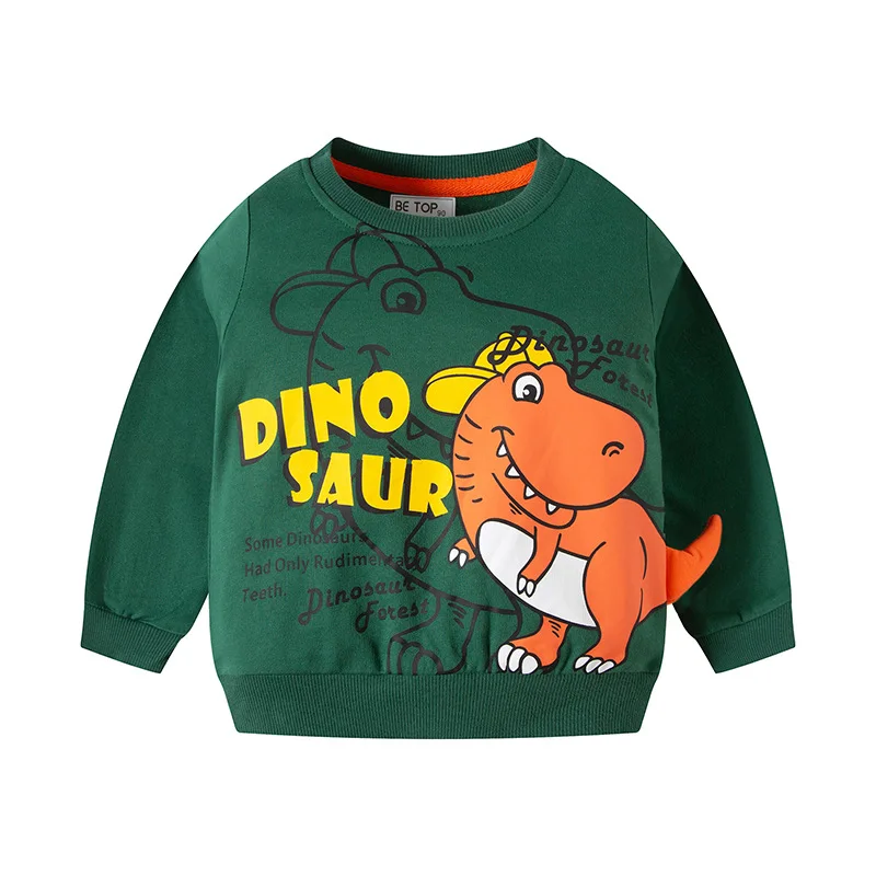 

Autumn New Style 2-6Year Children Sweatshirt Cartoon Animal Dinosaur Boys Cotton Round Neck Pullover Shirt
